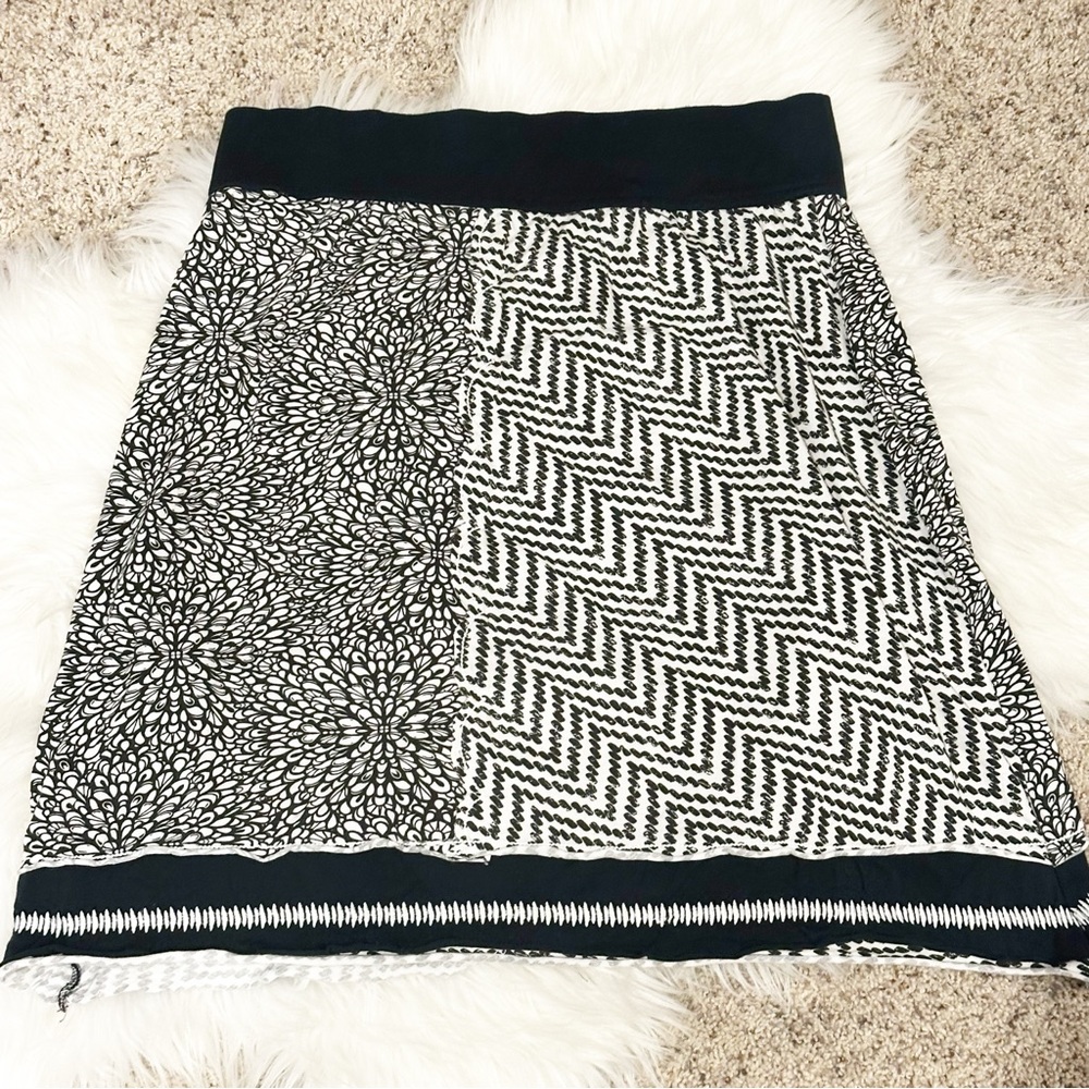 Prana a-line black and white mini short skirt